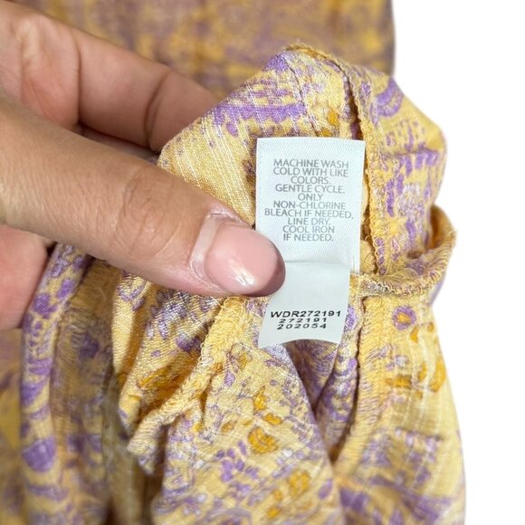 J Jill Paisley Floral Tiered Sleeveless Maxi Dress Yellow XL Cottagecore Peasant - Picture 7 of 8